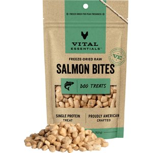 Vital Essentials Salmon Bites Freeze-Dried Raw Dog Treats, 2.5-oz bag