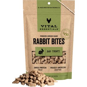 Vital Essentials Rabbit Bites Freeze-Dried Raw Dog Treats, 5-oz bag