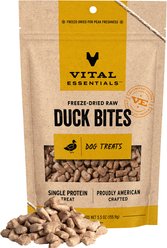 Vital Essentials Duck Bites Treats Freeze-Dried Raw Dog Treats, 5.5-oz bag