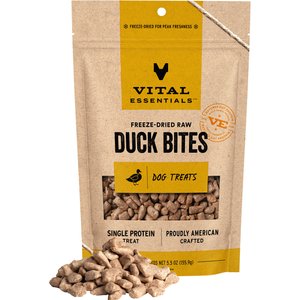 Vital Essentials Duck Bites Treats Freeze-Dried Raw Dog Treats, 5.5-oz bag