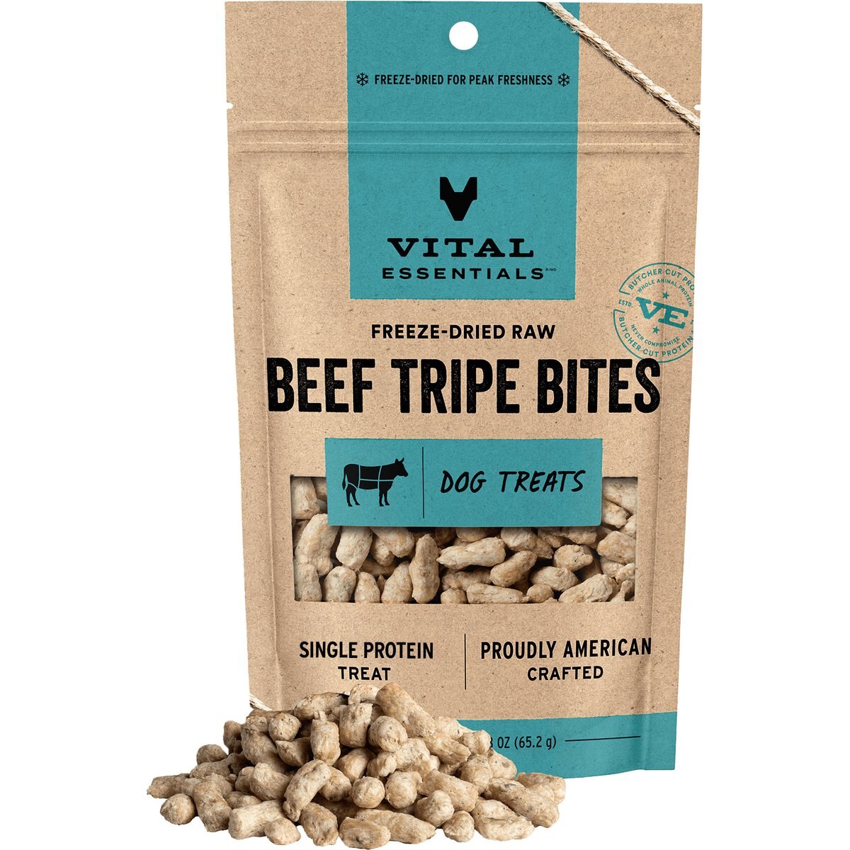 Vital Essentials Beef Tripe Bites Freeze-Dried Dog Treats, 2.3-oz bag