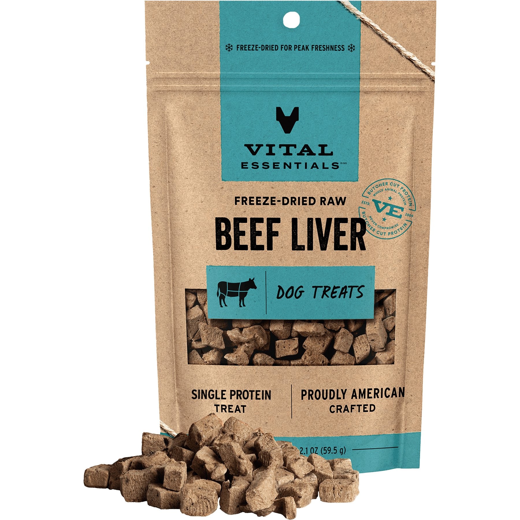 Vital Essentials Beef Liver Single Ingredient Freeze-Dried Dog Treats, 2.1-oz bag