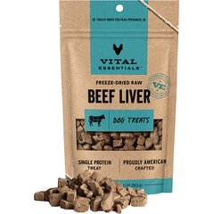 Vital Essentials Beef Liver Freeze-Dried Raw Dog Treats, 2.1-oz bag