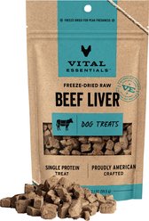 Vital Essentials Beef Liver Single Ingredient Freeze-Dried Dog Treats, 2.1-oz bag