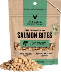 Vital Essentials Salmon Bites Freeze-Dried Raw Cat Treats, 1.1-oz bag