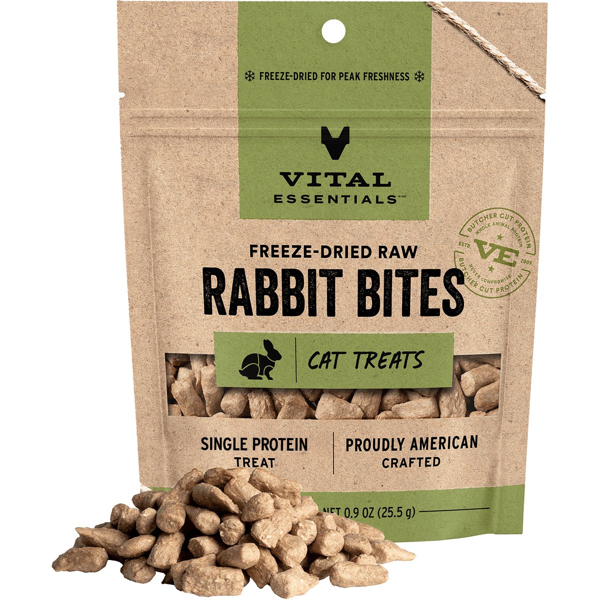 Vital Essentials Rabbit Bites Freeze-Dried Cat Treats, 0.9-oz bag