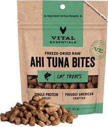 Vital Essentials Ahi Tuna Bites Freeze-Dried Raw Cat Treats, 1.1-oz bag