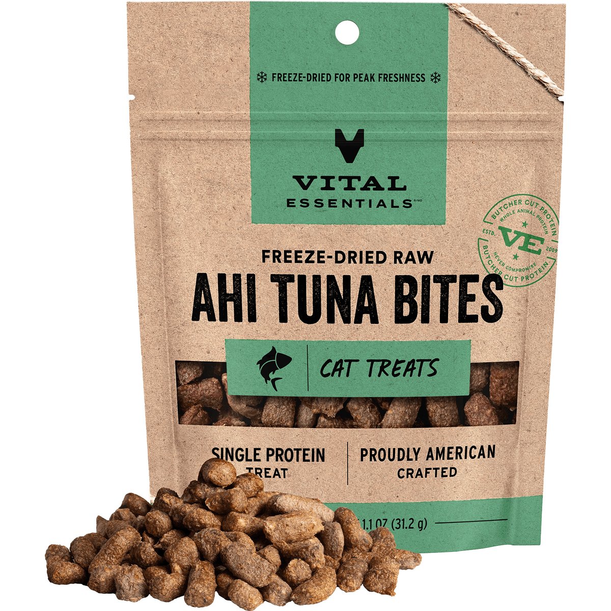 Vital Essentials Ahi Tuna Bites Freeze-Dried Cat Treats, 1.1-oz bag