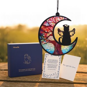 PawsPik Personalized Angel Memorial Cat Suncatcher with Sympathy Card