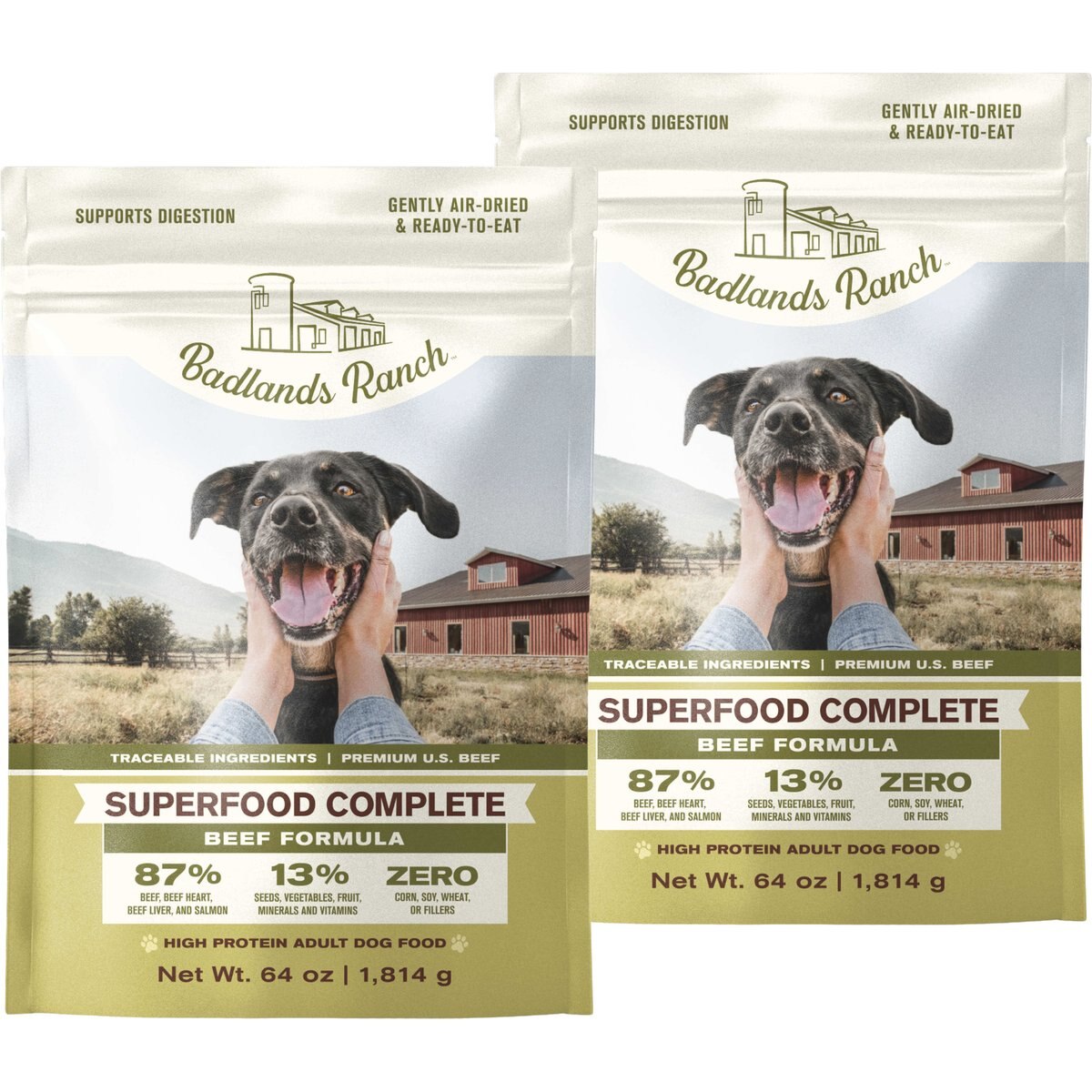 Badlands Ranch Superfood Complete Grain-Free Beef Air-Dried Dog Food, 128-oz bundle