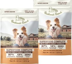 Badlands Ranch Superfood Complete Grain-Free Wild Fish & Turkey Air-Dried Dog Food, 128-oz bundle