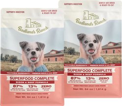 Badlands Ranch Superfood Complete Beef & Bison Grain-Free Air-Dried Dog Food, 128-oz bundle