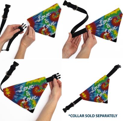 Show full view: Buckle-Down Valentine's Day Love is Love Quote Tie Dye Slide-On Dog Bandana slide 7 of 7
