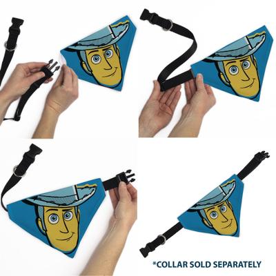 Show full view: Buckle-Down Disney Toy Story Woody Pop Art Face Close Up Dog Bandana slide 7 of 7