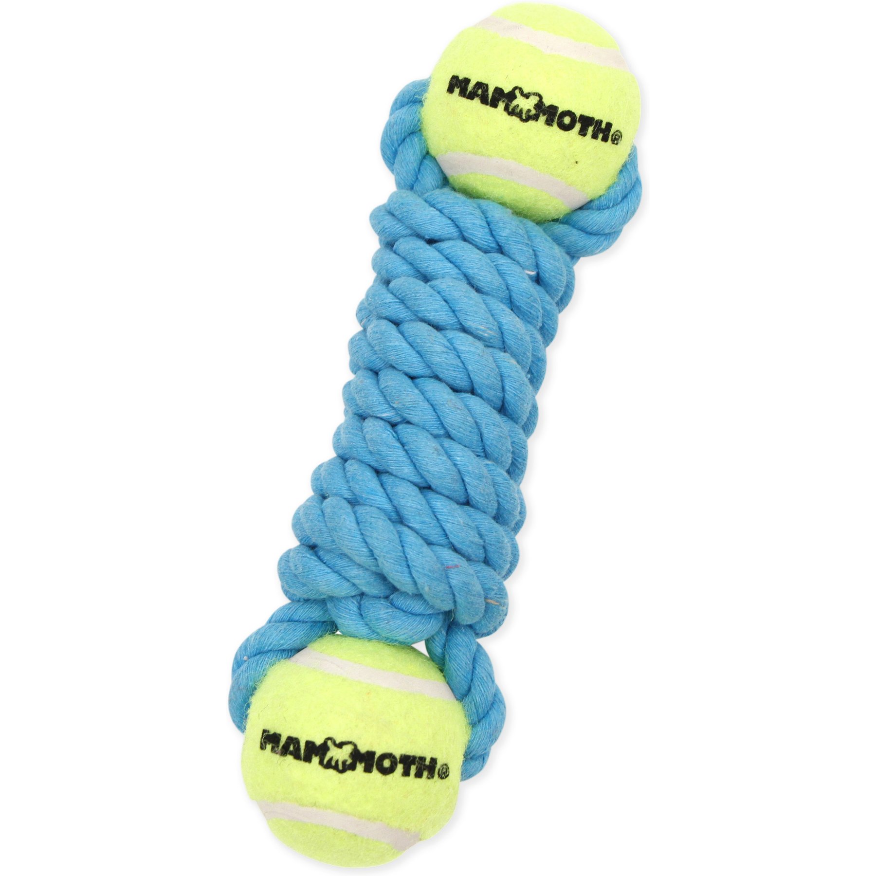 Mammoth Flossy Chews Twister Bone with Tennis Balls Tough Rope Tug Dog Toy, 7.5-in