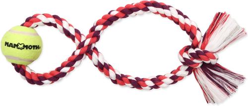 Show full view: Mammoth Flossy Chews Figure 8 with Tennis Ball Tough Rope Tug Dog Toy, 15-in slide 2 of 4