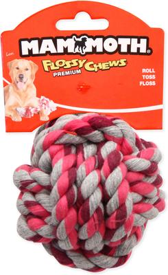 Show full view: Mammoth Flossy Chews Monkey Fist Ball Tough Rope Tug Dog Toy, 3.75-in slide 3 of 5