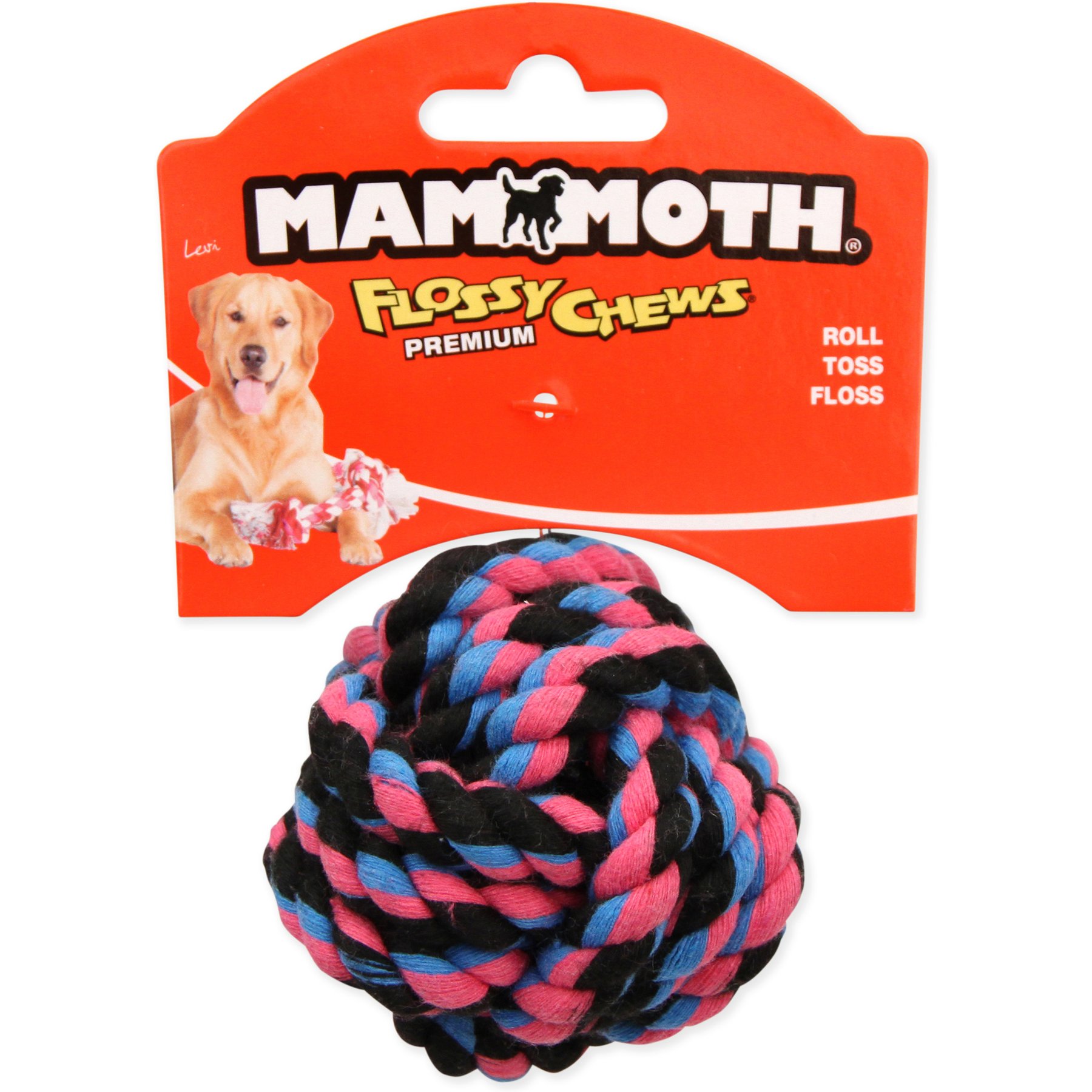 Mammoth Flossy Chews Monkey Fist Ball Tough Rope Tug Dog Toy, 2.5-in