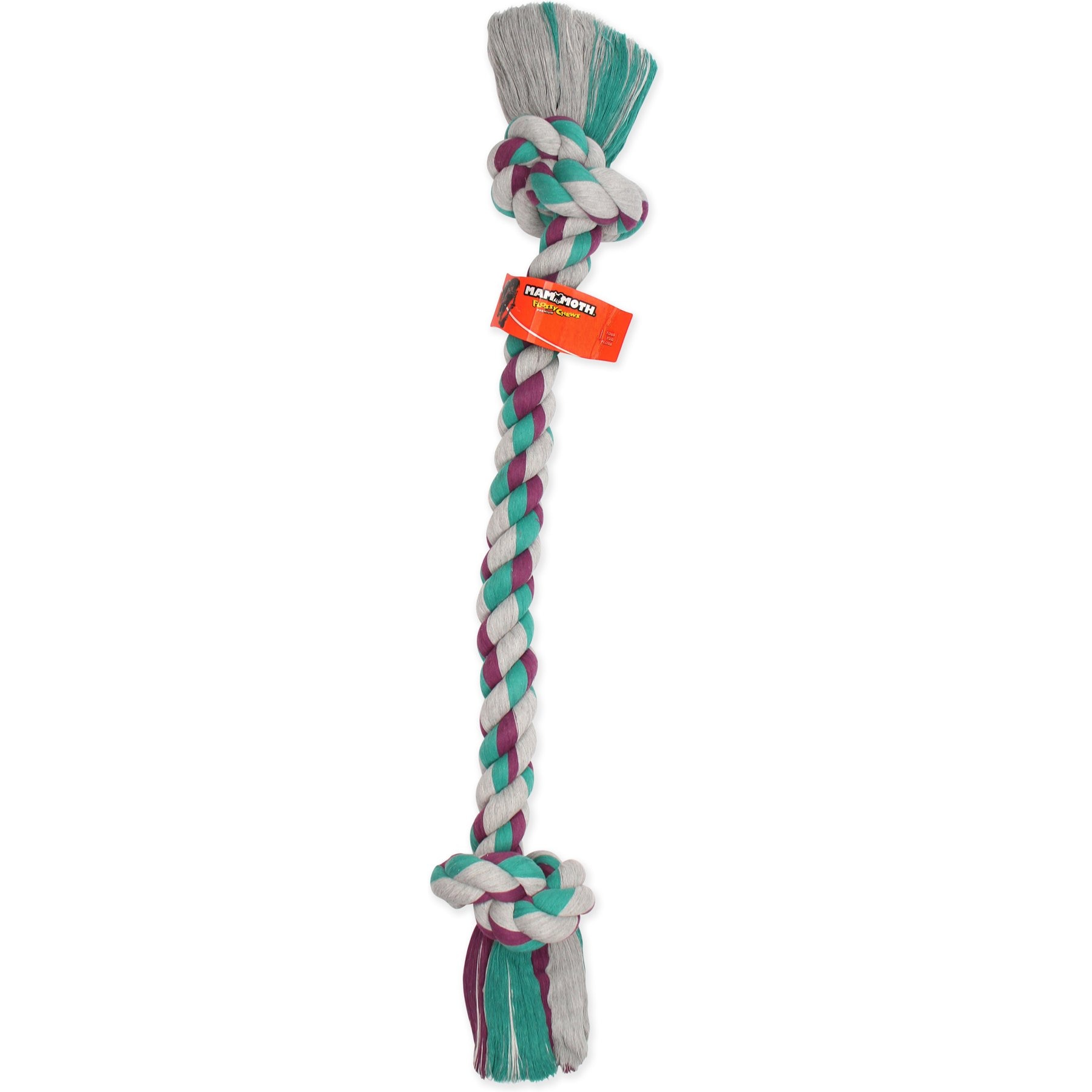 Mammoth Flossy Chews Cotton-Blend 2 Knot Tough Rope Tug Dog Toy, 48-in