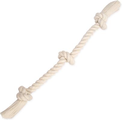 Show full view: Mammoth Flossy Chews 3 Knot Tough Rope Tug Dog Toy, White, 25-in slide 2 of 4