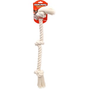 Mammoth Flossy Chews 3 Knot Tough Rope Tug Dog Toy, White, 25-in