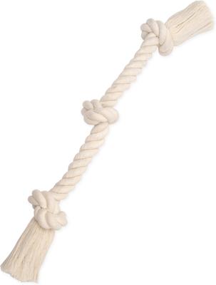 Show full view: Mammoth Flossy Chews 3 Knot Tough Rope Tug Dog Toy, White, 20-in slide 2 of 4