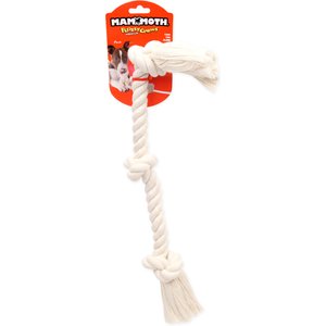Mammoth Flossy Chews 3 Knot Tough Rope Tug Dog Toy, White, 20-in
