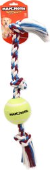 Mammoth Flossy Chews 3 Knot with Tennis Ball Tough Rope Tug Dog Toy, 24-in