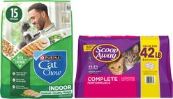 Scoop Away Complete Performance Fresh Scented Clumping Clay Litter + Cat Chow Indoor Hairball & Healthy Weight Dry Cat Food
