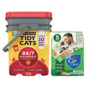 Tidy Cats 24/7 Performance Scented Clumping Clay Litter + Cat Chow Indoor Hairball & Healthy Weight Dry Cat Food, 15-lb bag
