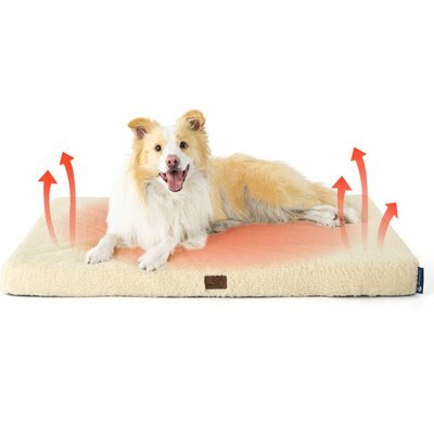 Bedsure Bedsure Self-Warming Orthopedic Waterproof Sherpa & Oxford Fabric Removable Cover Dog Bed, Cream, Large