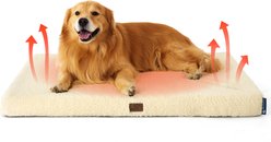 Bedsure Self-Warming Orthopedic Waterproof Sherpa & Oxford Fabric Removable Cover Dog Bed, Cream, X-Large