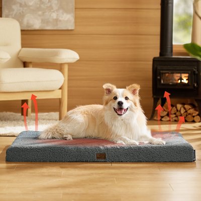 Bedsure Bedsure Self-Warming Orthopedic Waterproof Sherpa & Oxford Fabric Removable Cover Dog Bed, Ashen Grey, Large