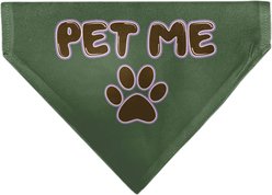 Buckle-Down Pet Me Text & Paw Olive Dog Bandana
