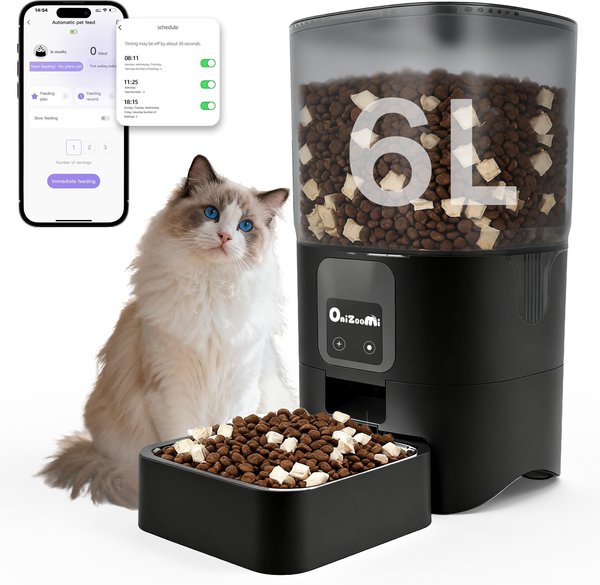 Show full view: ONIZOOMI Smart Stainless Steel Bowl 2.4G Automatic Cat & Dog Feeder, Black, 25-Cup slide 1 of 10