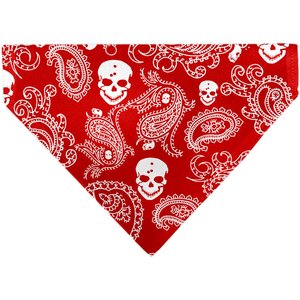 Buckle-Down Bandana Skulls Dog Bandana, Red & White