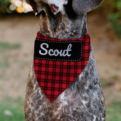 Show full view: Buckle-Down Christmas Plaid Holiday Pajama Personalized Dog Bandana slide 4 of 6