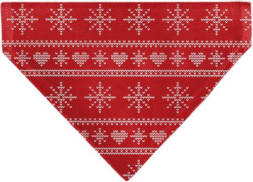 Show full view: Buckle-Down Christmas Holiday Sweater Stitch Hearts & Snowflakes Personalized Dog Bandana slide 2 of 6