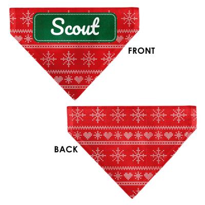 Show full view: Buckle-Down Christmas Holiday Sweater Stitch Hearts & Snowflakes Personalized Dog Bandana slide 3 of 6