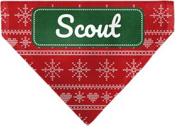 Buckle-Down Christmas Holiday Sweater Stitch Hearts & Snowflakes Personalized Dog Bandana