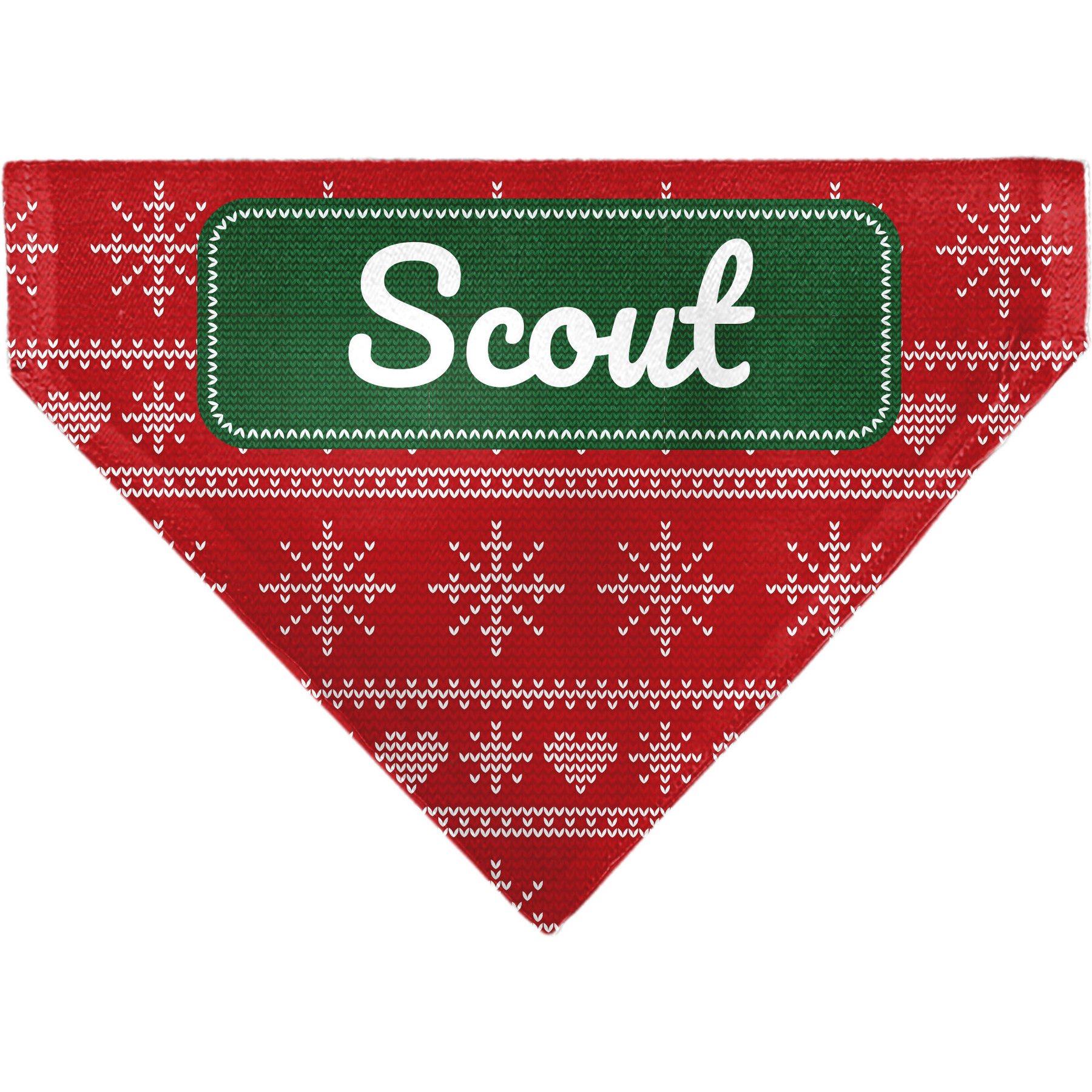 Buckle-Down Christmas Holiday Sweater Stitch Hearts & Snowflakes Personalized Dog Bandana