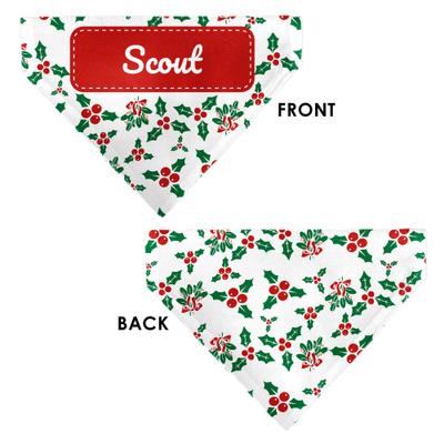 Show full view: Buckle-Down Christmas Holiday Holly Mistletoe Personalized Dog Bandana slide 4 of 7