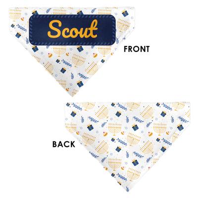 Show full view: Buckle-Down Christmas Holiday Hanukkah Menorah & Gifts Personalized Dog Bandana slide 3 of 6