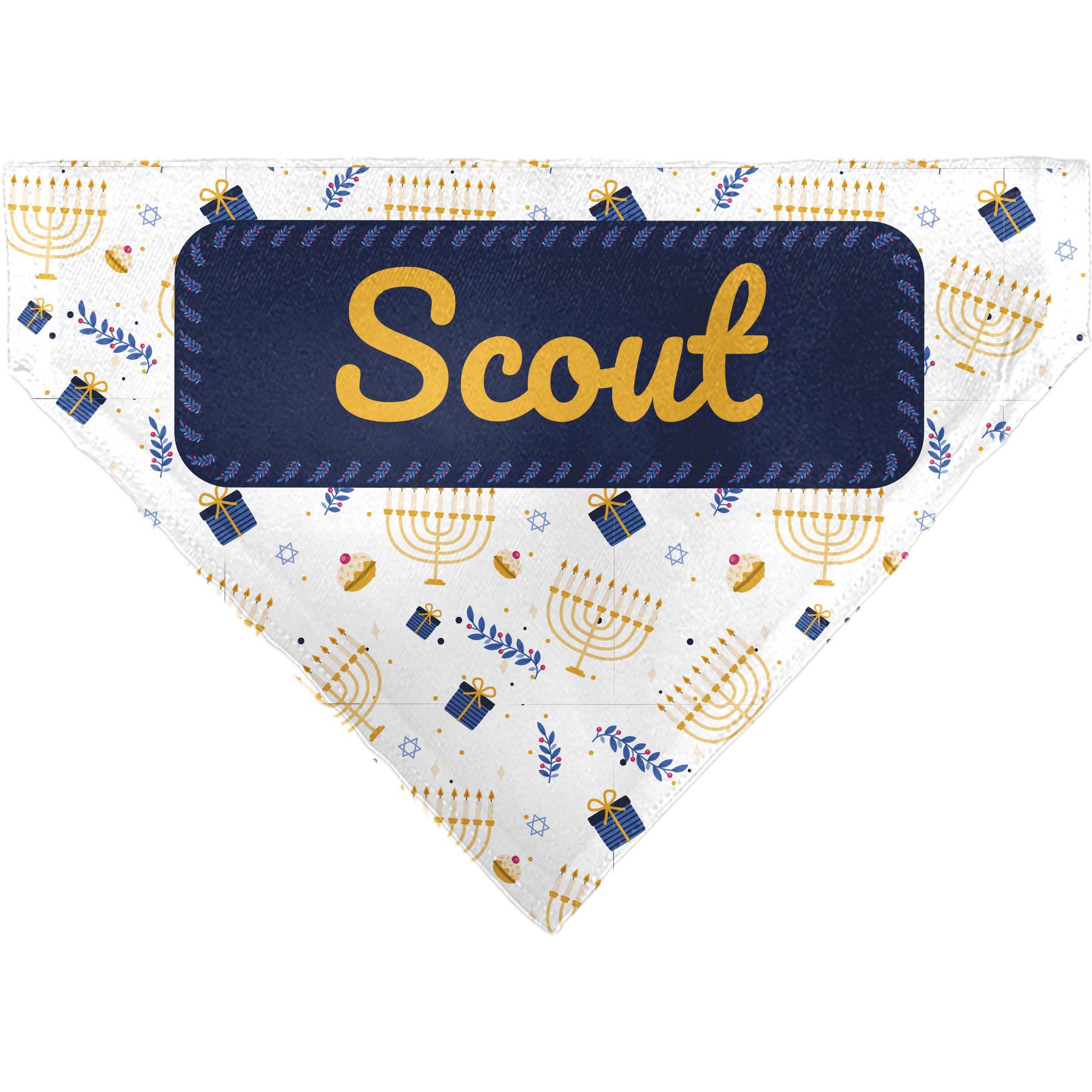 Buckle-Down Christmas Holiday Hanukkah Menorah & Gifts Personalized Dog Bandana