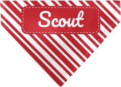 Buckle-Down Christmas Holiday Candy Cane Stripe Personalized Dog Bandana