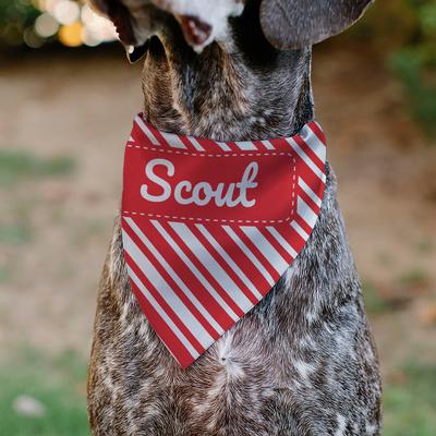 Show full view: Buckle-Down Christmas Holiday Candy Cane Stripe Personalized Dog Bandana slide 4 of 6