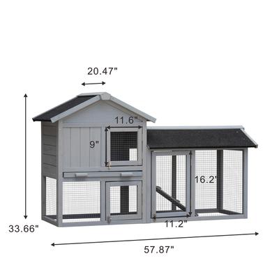 Show full view: Yafylly Chicken Coop with Large Run, 5 to 6 Chicken Capacity, Gray slide 3 of 5