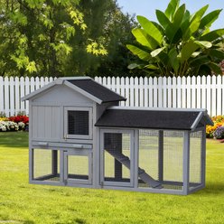 Yafylly Chicken Coop with Large Run, 5 to 6 Chicken Capacity, Gray