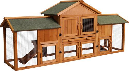 Show full view: Yafylly 2-Tier Chicken Coop with Detachable Runs, 7 to 8 Chicken Capacity, Bean Red slide 4 of 5