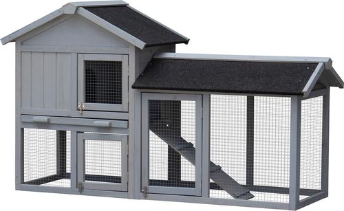 Show full view: Yafylly Chicken Coop with Large Run, 5 to 6 Chicken Capacity, Gray slide 2 of 5